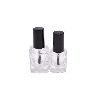 China Supplier Factory Direct Sale Custom Design 5ml 10ml Clear Glass Square Empty Bottle Nail Polish